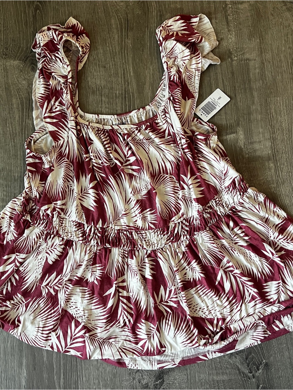 Super Soft by Torrid Maroon Dusty Rose Tropical Babydoll Tank top Knit 4 4x plus